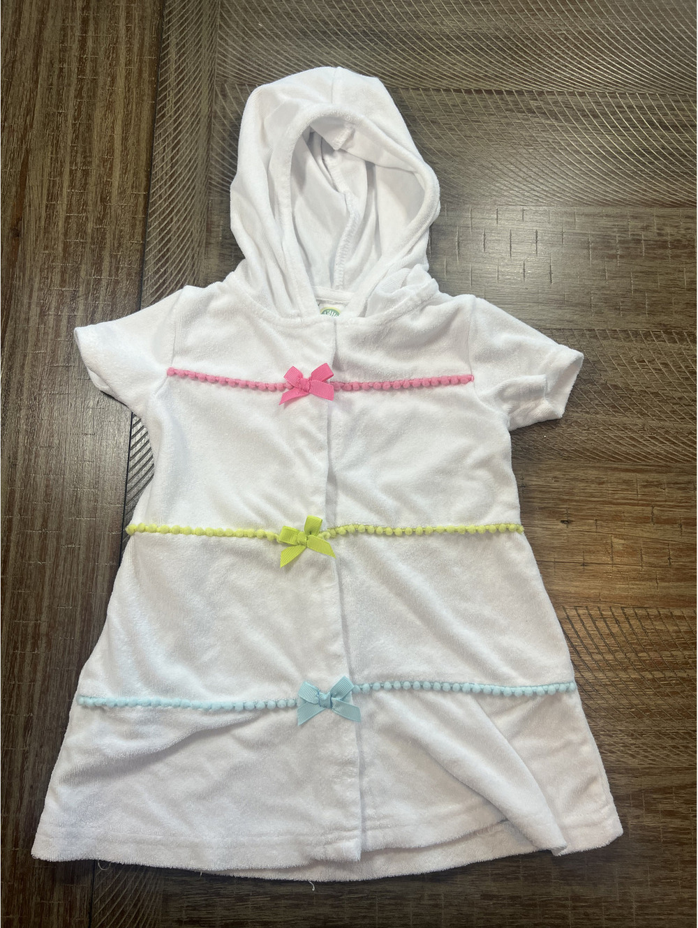 Little Me baby girl 24M Terry short sleeve white coverup dress